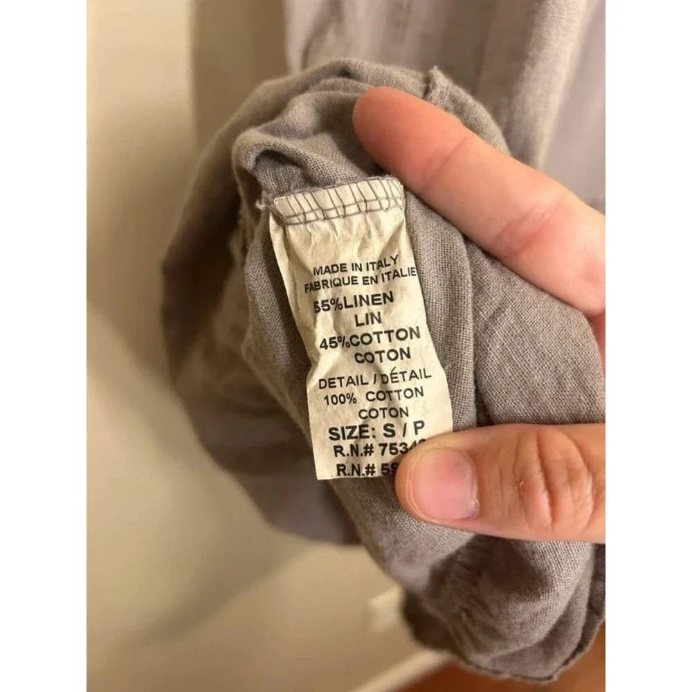 Bella Umbra Linen Blend Women's SM Taupe Flowy Summer Dress Cottagecore